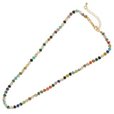 Bohemian 16" Rainbow Natural Stones Coin Beads Necklace, Handmade Boho Summer Jewelry AL866