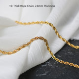 Stainless Steel Cable Snake Curb Glitter Chain Necklace, 18"/20"/24" Finished Necklace, DIY Jewelry Making Findings AL868