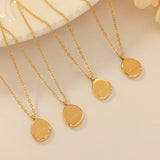 Stainless Steel Irregular Oval Letter Pendant Necklace in 18k Gold Plated AL870