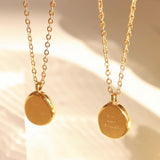 Stainless Steel Irregular Oval Letter Pendant Necklace in 18k Gold Plated AL870