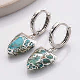 Shield Silver Plated Boho Copper Turquoise Gemstone Jewelry Unique Drop Turquoise Hoop Earrings AL876