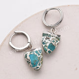 Shield Silver Plated Boho Copper Turquoise Gemstone Jewelry Unique Drop Turquoise Hoop Earrings AL876