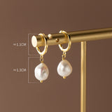 925 Sterling Silver Baroque Natural Pearl Hoop Earrings, Irregular Pearl Lady Fashion Jewelry Earrings AL882