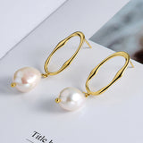 925 Sterling Silver Baroque Pearl Irregular Hoop Post Earrings, Lady Fashion Pearl Jewelry AL883