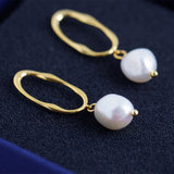 925 Sterling Silver Baroque Pearl Irregular Hoop Post Earrings, Lady Fashion Pearl Jewelry AL883