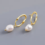 925 Sterling Silver Baroque Pearl Irregular Hoop Post Earrings, Lady Fashion Pearl Jewelry AL883