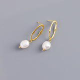 925 Sterling Silver Baroque Pearl Irregular Hoop Post Earrings, Lady Fashion Pearl Jewelry AL883