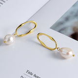 925 Sterling Silver Baroque Pearl Irregular Hoop Post Earrings, Lady Fashion Pearl Jewelry AL883