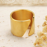 Stainless Steel Bevel Open Band Gold Ring Simple Ring AL888