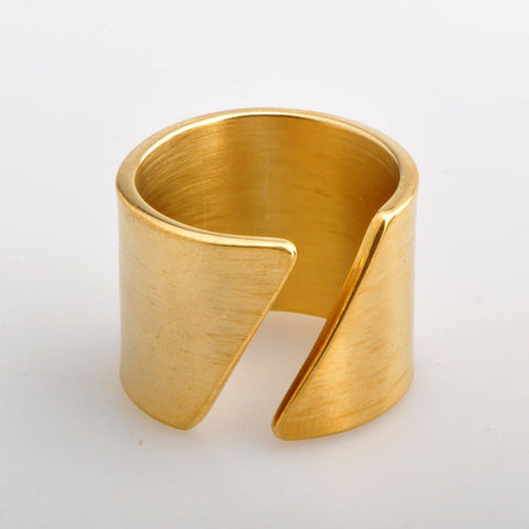 Stainless Steel Bevel Open Band Gold Ring Simple Ring AL888