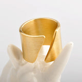 Stainless Steel Bevel Open Band Gold Ring Simple Ring AL888