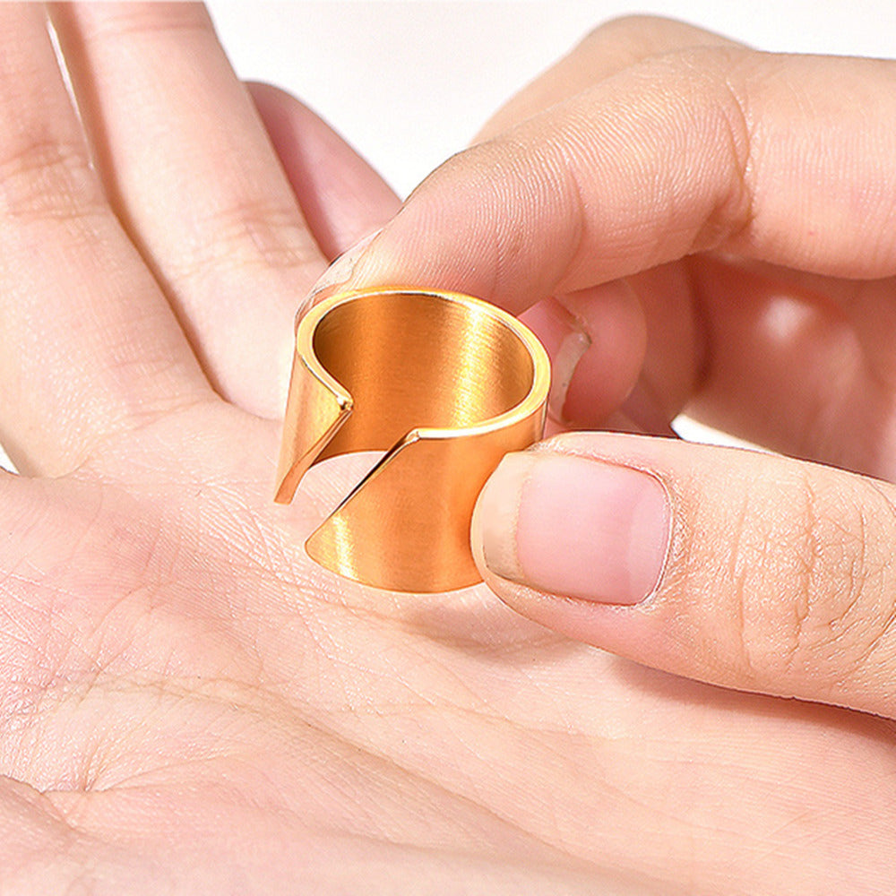 Stainless Steel Bevel Open Band Gold Ring Simple Ring AL888