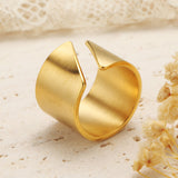 Stainless Steel Bevel Open Band Gold Ring Simple Ring AL888