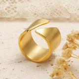 Stainless Steel Bevel Open Band Gold Ring Simple Ring AL888