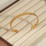 Stainless Steel Chevron Gold Bangle Bracelet, Leaf Bracelet, Fishtail Open Cuff Jewelry AL889