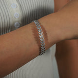 Stainless Steel Chevron Gold Bangle Bracelet, Leaf Bracelet, Fishtail Open Cuff Jewelry AL889