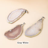 No Plated Big Rainbow Agate Pendant Freeform Natural Agate Druzy Geode Slice Pendant, For Jewelry Making AL890