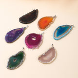 No Plated Big Rainbow Agate Pendant Freeform Natural Agate Druzy Geode Slice Pendant, For Jewelry Making AL890