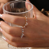 Bling Teardrop Zircon Ring Ball Bead Chain Adjustable Ring, Stainless Steel Jewelry Ring AL891