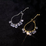 Bling Teardrop Zircon Ring Ball Bead Chain Adjustable Ring, Stainless Steel Jewelry Ring AL891