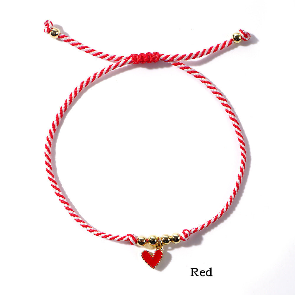 Bohemian Rainbow Oil Drip Heart Gold Beads Adjustable Martis Bracelet, Friendship Bracelet Handmade Jewelry AL893