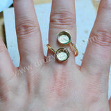 Gold Plated Double Round Ring Blank Base Bezel Settings, Adjustable Ring Findings, For DIY Jewelry Making AL895