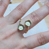 Gold Plated Double Round Ring Blank Base Bezel Settings, Adjustable Ring Findings, For DIY Jewelry Making AL895