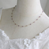16" Raw Amethyst Chips & Gold Beads Rosary Chain Necklace Stainless Steel in 18k Gold Plated  AL908