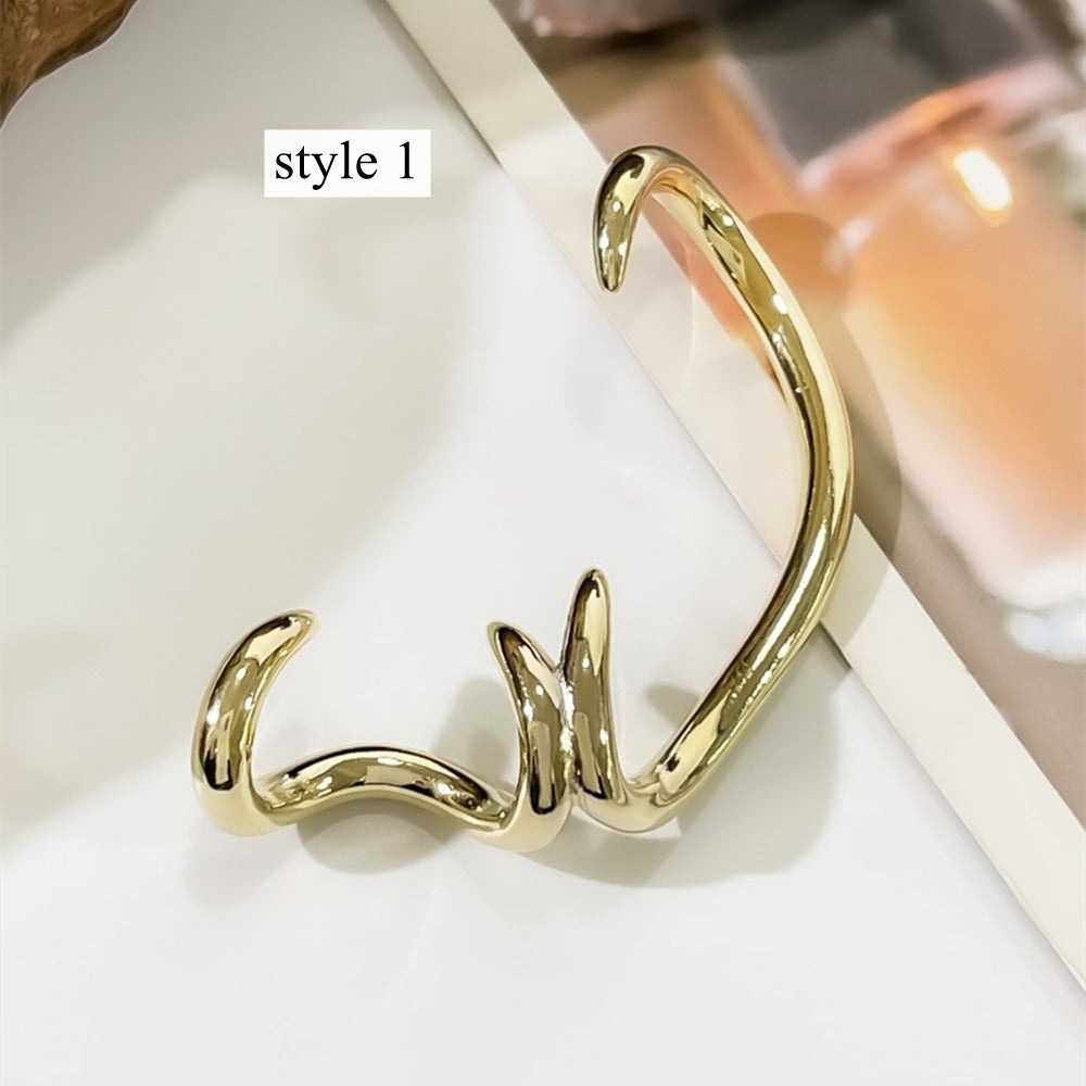 1 pcs of Gold Plated Brass Irregular Wrap Ear Cuff No Piercing, Cartilage Ear Cuffs Earring AL910