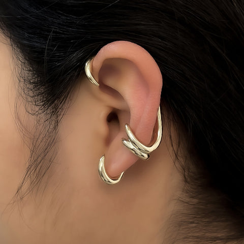 1 pcs of Gold Plated Brass Irregular Wrap Ear Cuff No Piercing, Cartilage Ear Cuffs Earring AL910