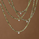 16" Skinny Olivine Green 3mm Faceted Beaded Necklace Zircon Necklace, Titanium Steel Fashion Jewelry AL914