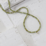 16" Skinny Olivine Green 3mm Faceted Beaded Necklace Zircon Necklace, Titanium Steel Fashion Jewelry AL914