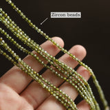 16" Skinny Olivine Green 3mm Faceted Beaded Necklace Zircon Necklace, Titanium Steel Fashion Jewelry AL914