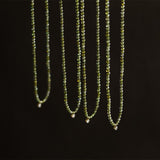 16" Skinny Olivine Green 3mm Faceted Beaded Necklace Zircon Necklace, Titanium Steel Fashion Jewelry AL914