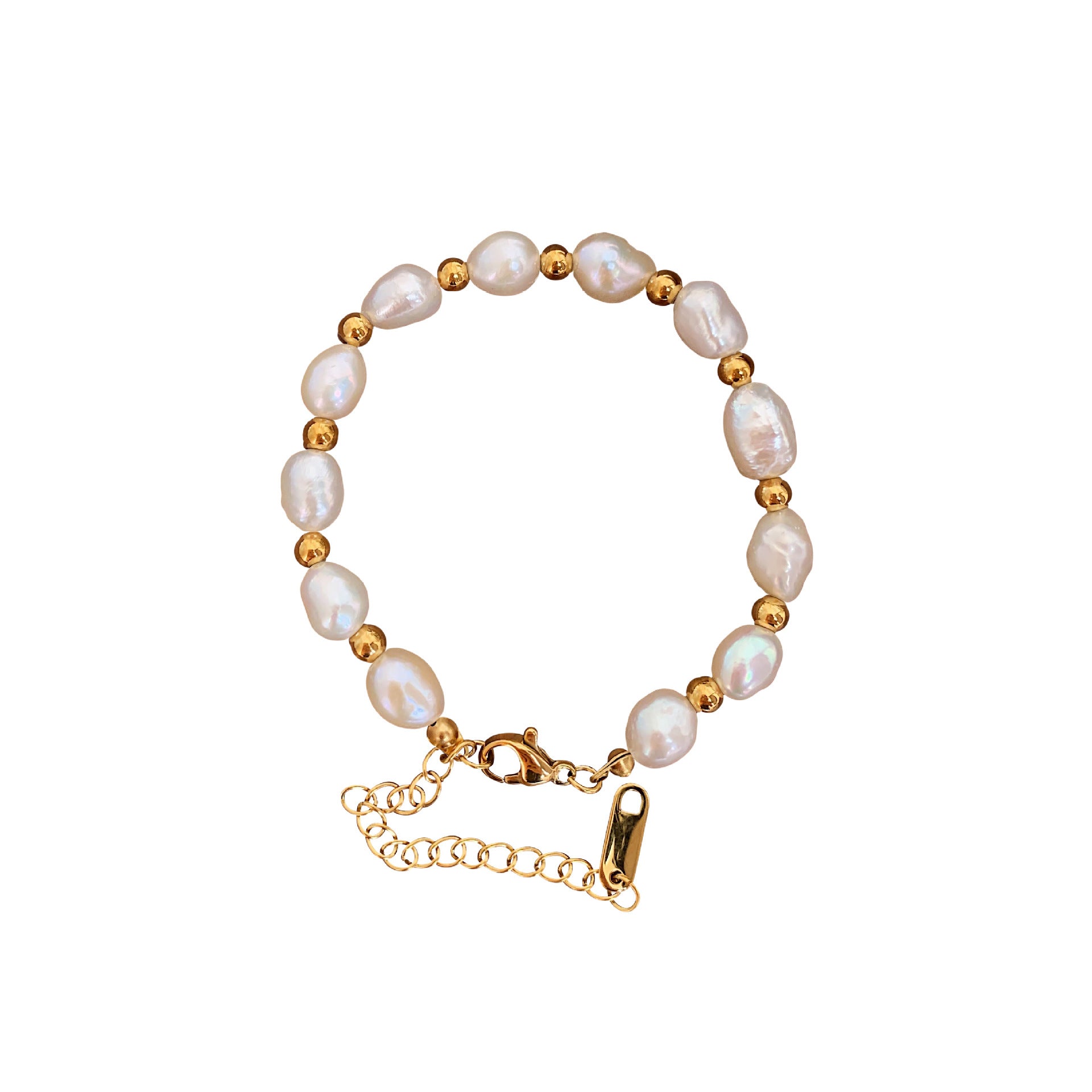 Baroque white pearl beaded bracelet