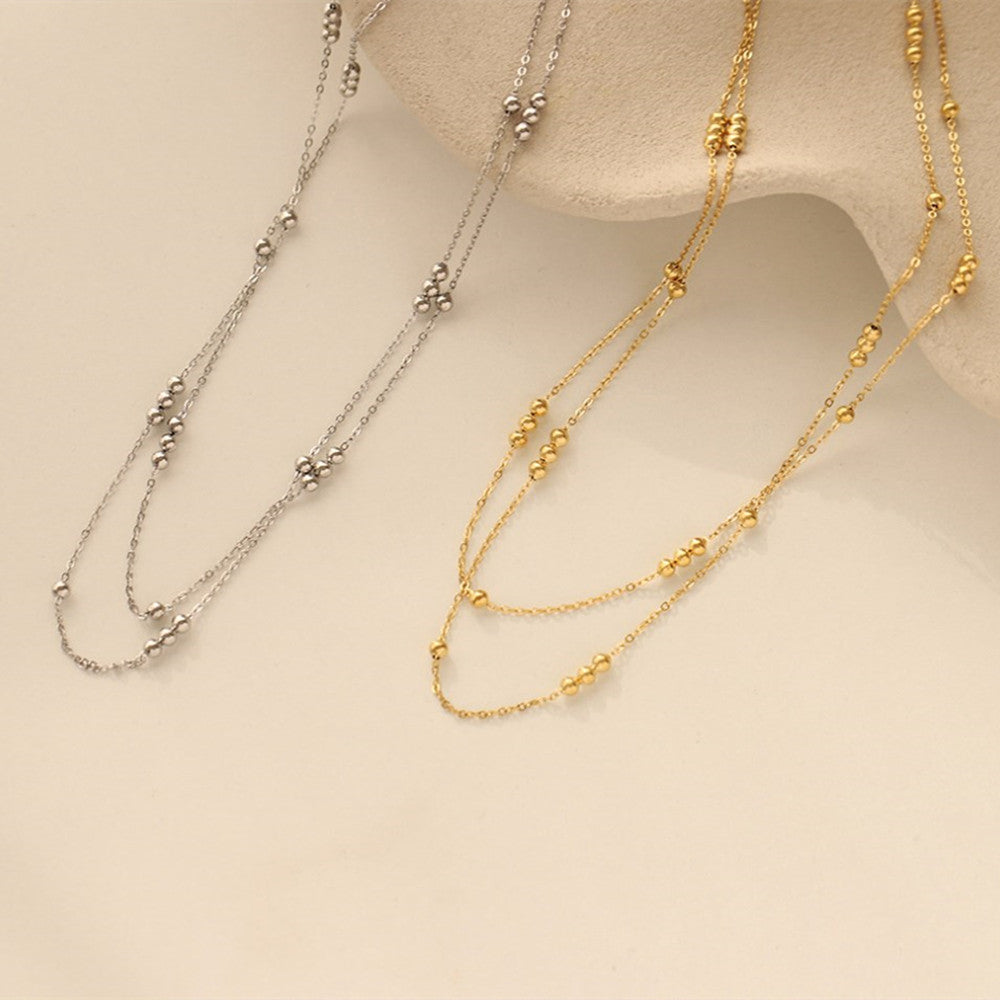 gold ball beaded chain necklace