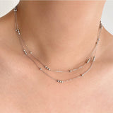 16" Titanium Steel 3mm Ball Beads Necklace, Double Layers Rosary Jewelry Necklace AL919