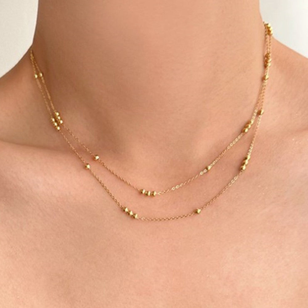 gold ball beaded chain necklace