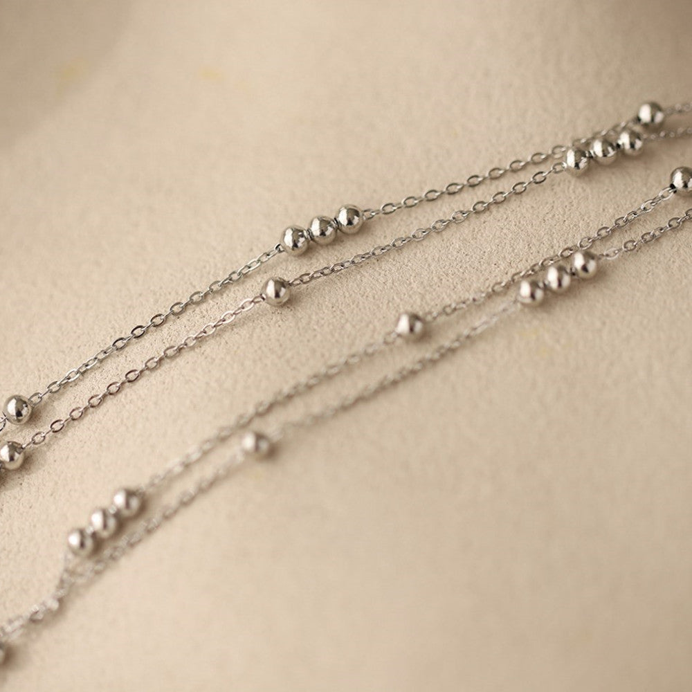 silver ball beaded chain necklace