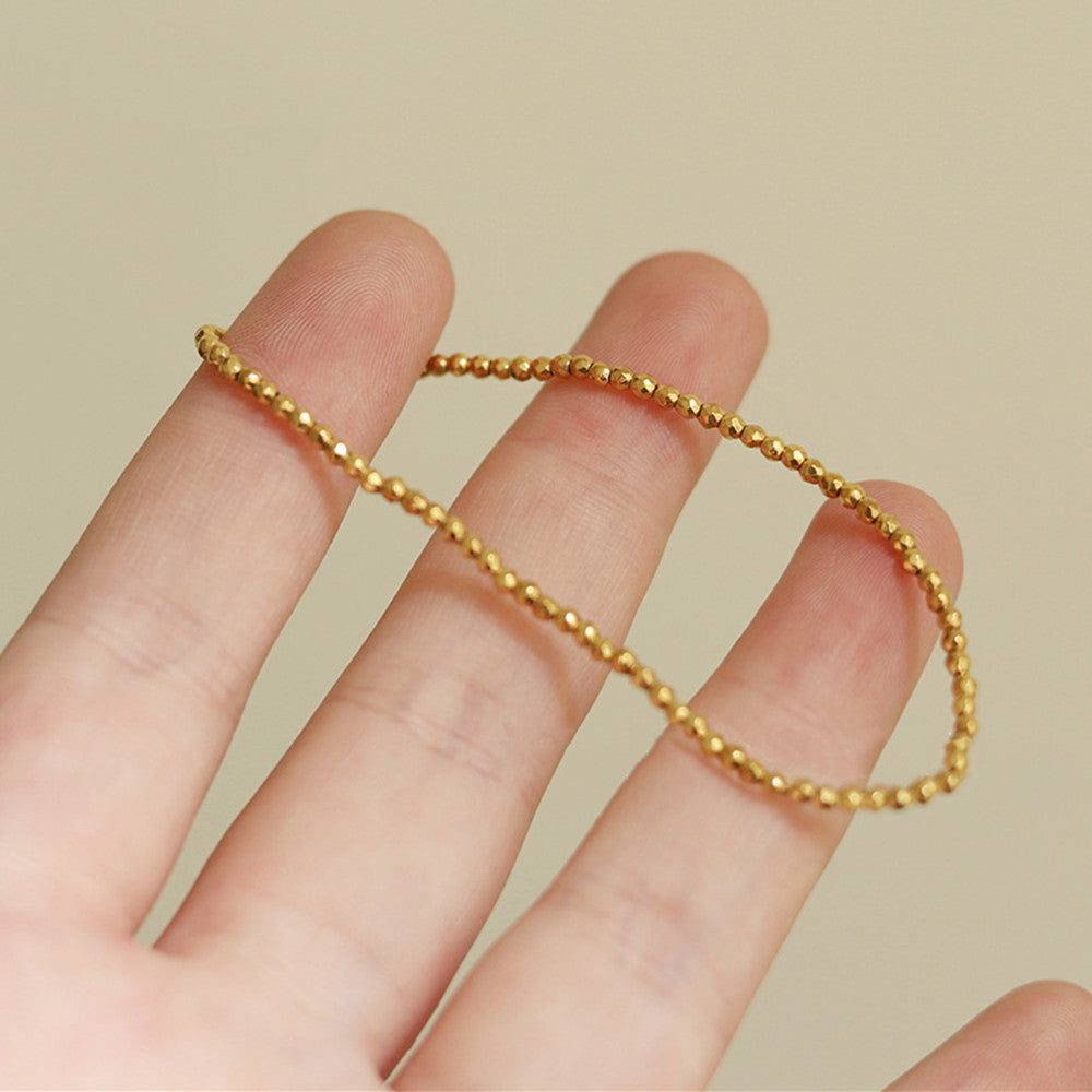 Starry Gold Hematite Faceted Beaded Stretch Bracelet,Tiny 2mm Flash Ball Beads Handmade Jewelry Bracelet AL921