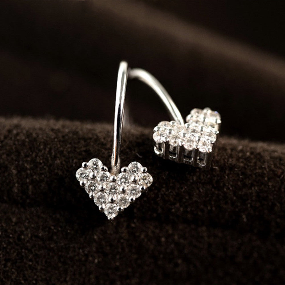 925 Sterling Silver Zircon Heart Earrings CZ Heart Earrings Fashion Jewelry AL922