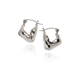 Silver Irregular Earrings Titanium Steel Hoop Earrings AL924