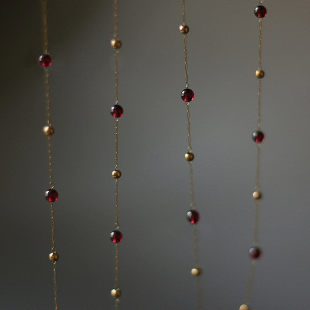 Double Layer Garnet Gold Ball Beads Bracelet Titanium Steel Jewelry AL927
