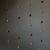 16"/22" Natural Garnet Gold Beads Rosary Necklace Titanium Steel Jewelry AL928