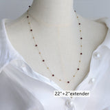 16"/22" Natural Garnet Gold Beads Rosary Necklace Titanium Steel Jewelry AL928