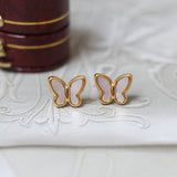 Natural Shell Studs Earring Butterfly Post Earrings Titanium Steel Jewelry AL929