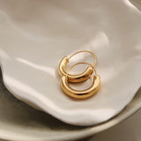 Big Titanium Steel Gold Hoop Earrings U Shape Earrings Circle Earrings Simple Jewelry AL931