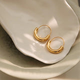 Big Titanium Steel Gold Hoop Earrings U Shape Earrings Circle Earrings Simple Jewelry AL931