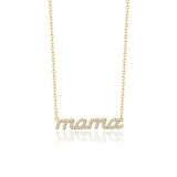 16" Dainty CZ Micro Pave "mama" Necklace Gold Letter Necklace, Zircon Jewelry Gift For Mother AL934