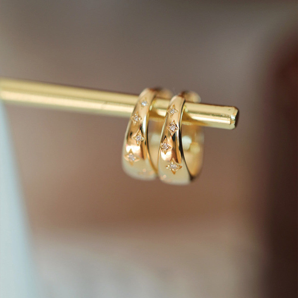 Starry 18k Gold Zircon Earrings CZ Star Earring, 925 Sterling Silver Jewelry Earrings AL937